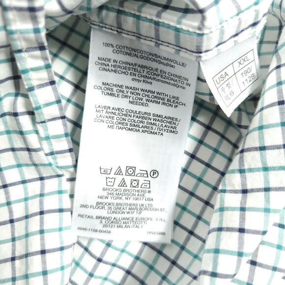 Brooks Brothers Red Fleece Men 2XL XXL White Plaid Long Sleeve Button Down Shirt - Picture 5 of 8